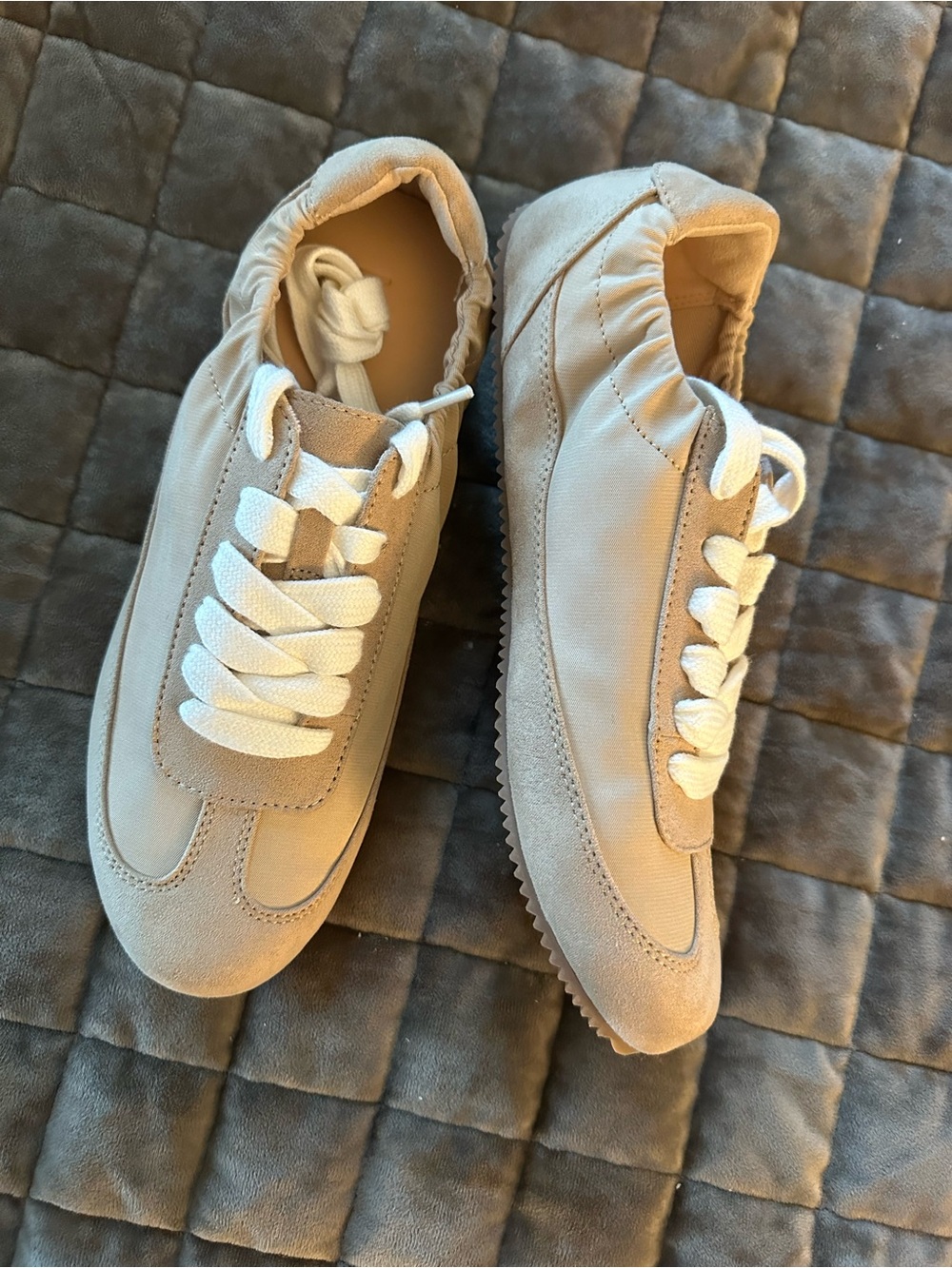 LOFT Women's Beige Canvas & Suede Sneakers